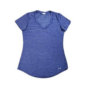 Under Armour UA Women's Gym Shirt Space Dye Striped Short Sleeve Purple Small